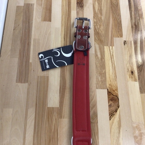 Mad Cow genuine leather jewelry dog collar handmade red pink turquoise studded - Picture 10 of 16